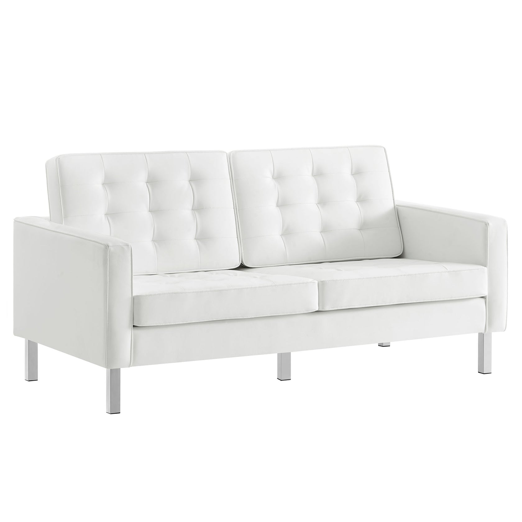 Iona Vegan Leather Loveseat - Silver White