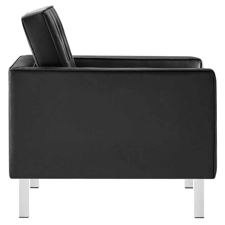 Iona Vegan Leather Accent Armchair-Silver Black Denmark Home
