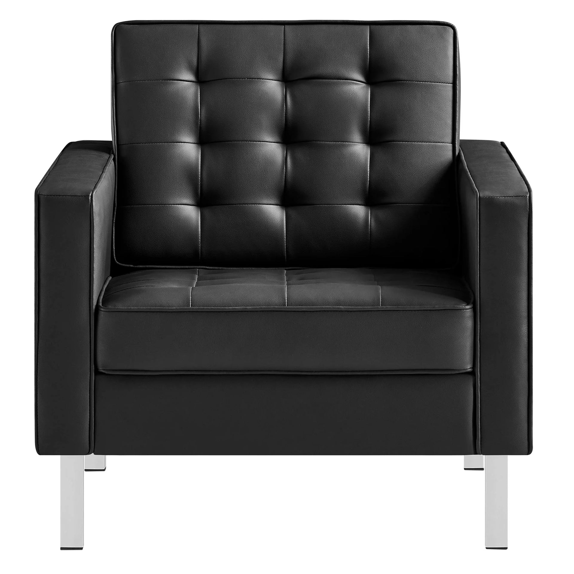Iona Vegan Leather Accent Armchair-Silver Black Denmark Home