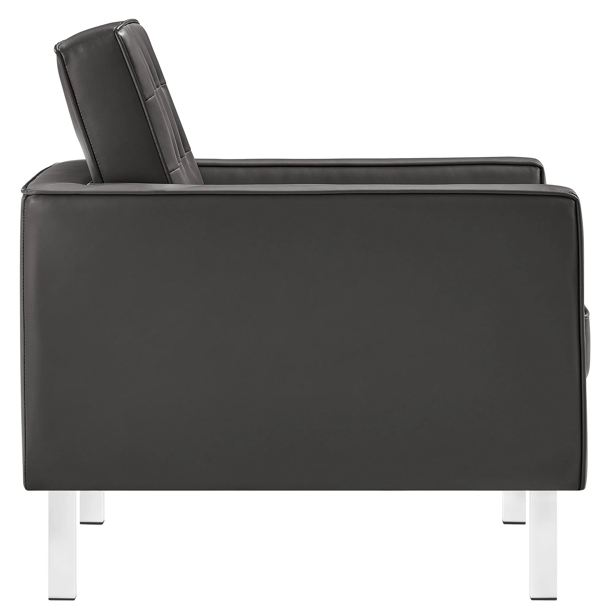 Iona Vegan Leather Accent Armchair-Silver Gray Denmark Home
