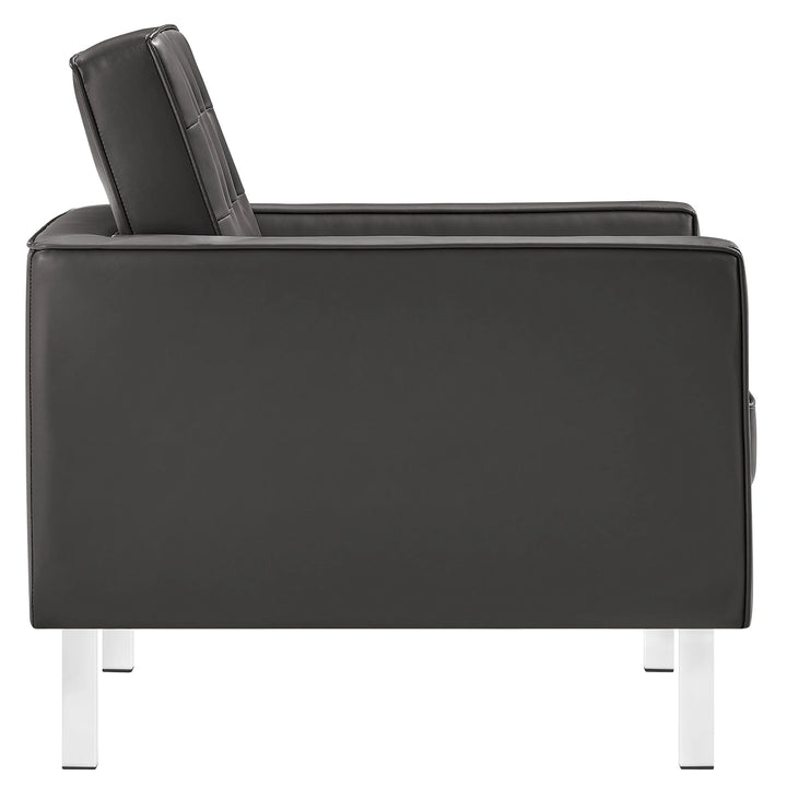 Iona Vegan Leather Accent Armchair-Silver Gray Denmark Home