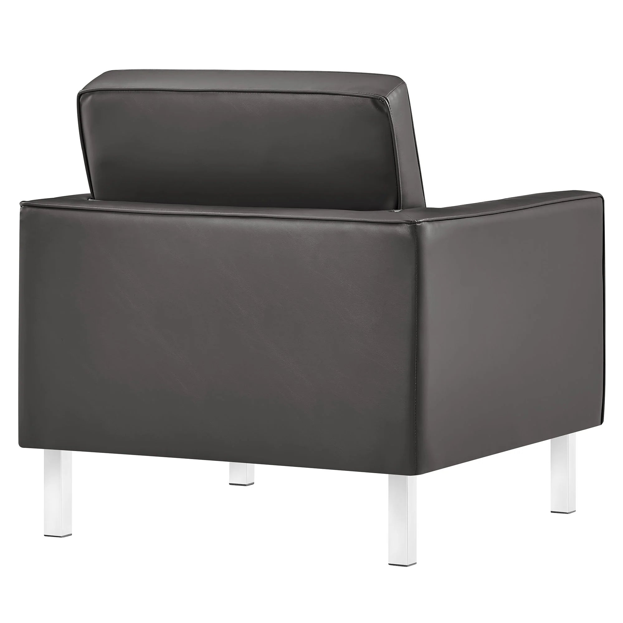 Iona Vegan Leather Accent Armchair-Silver Gray Denmark Home
