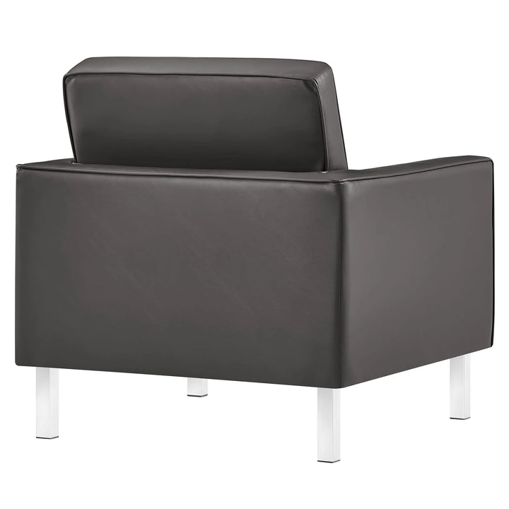 Iona Vegan Leather Accent Armchair-Silver Gray Denmark Home