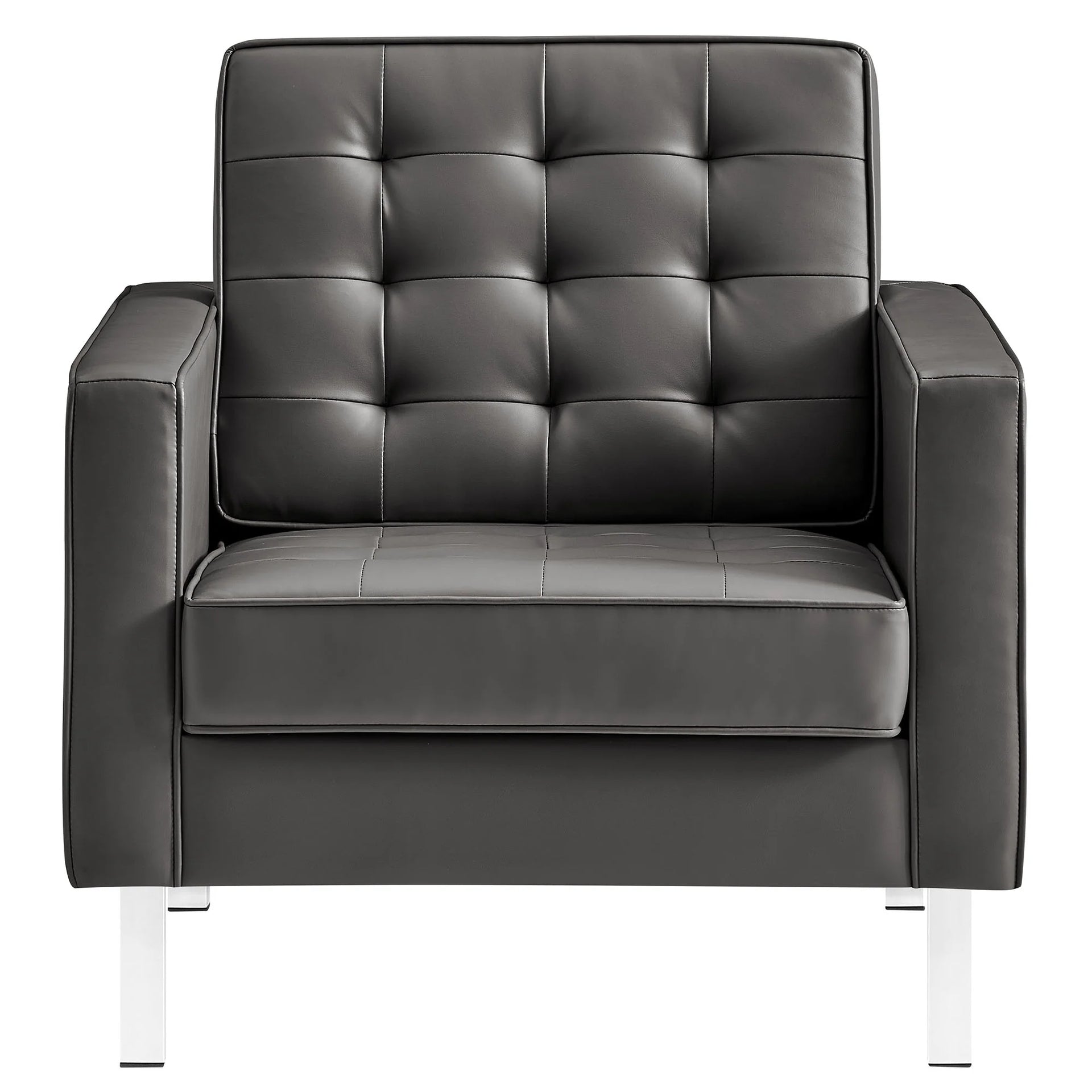 Iona Vegan Leather Accent Armchair-Silver Gray Denmark Home