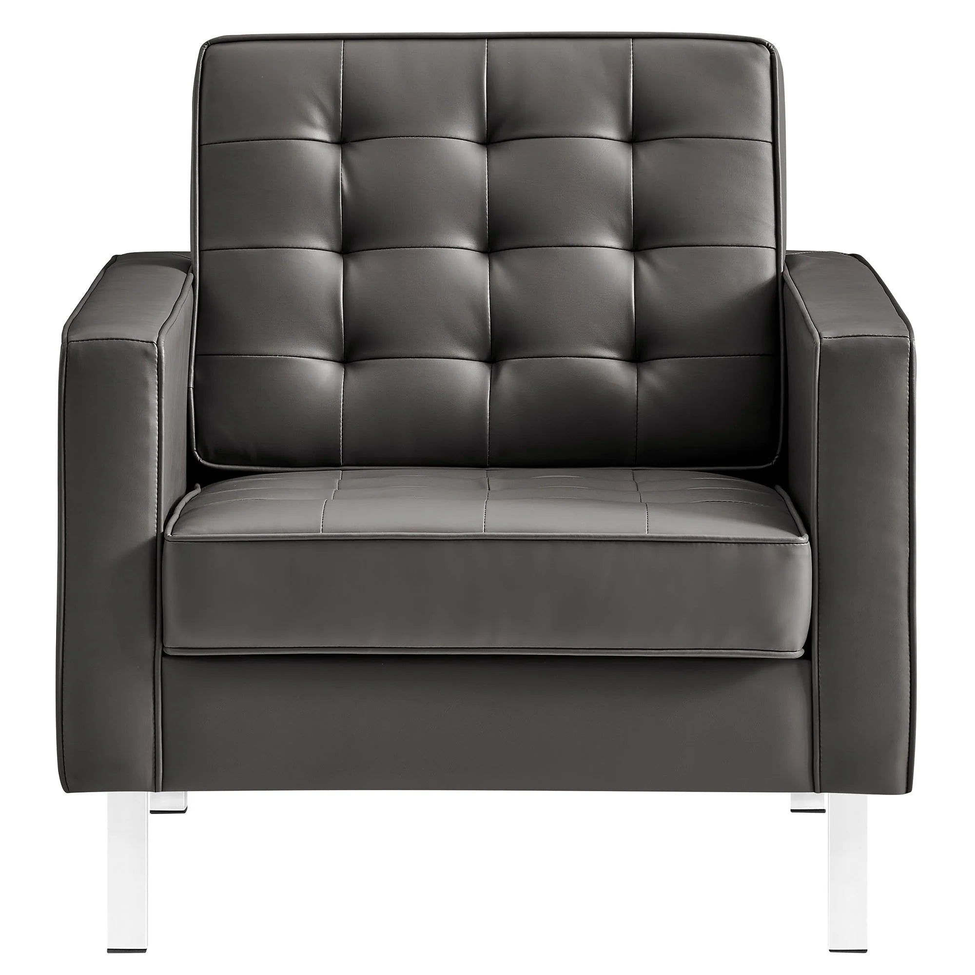 Iona Vegan Leather Accent Armchair-Silver Gray Denmark Home