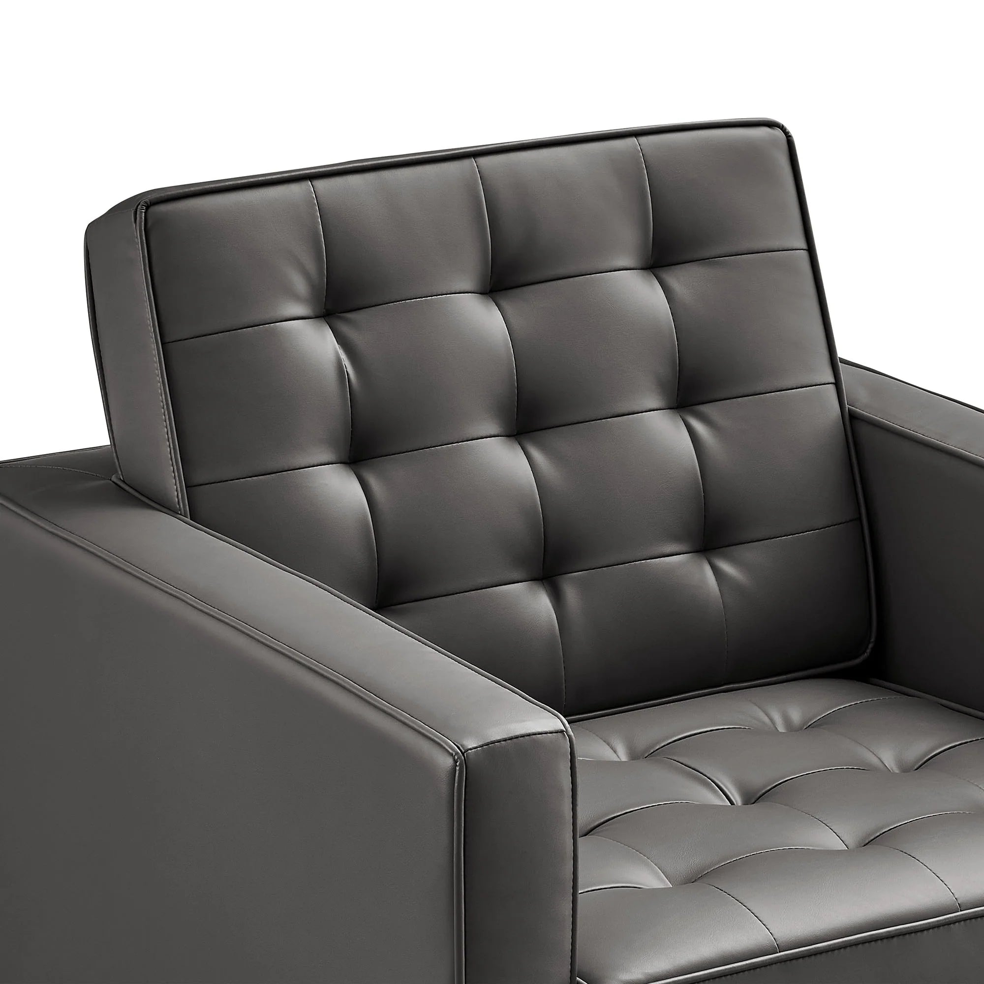 Iona Vegan Leather Accent Armchair-Silver Gray Denmark Home