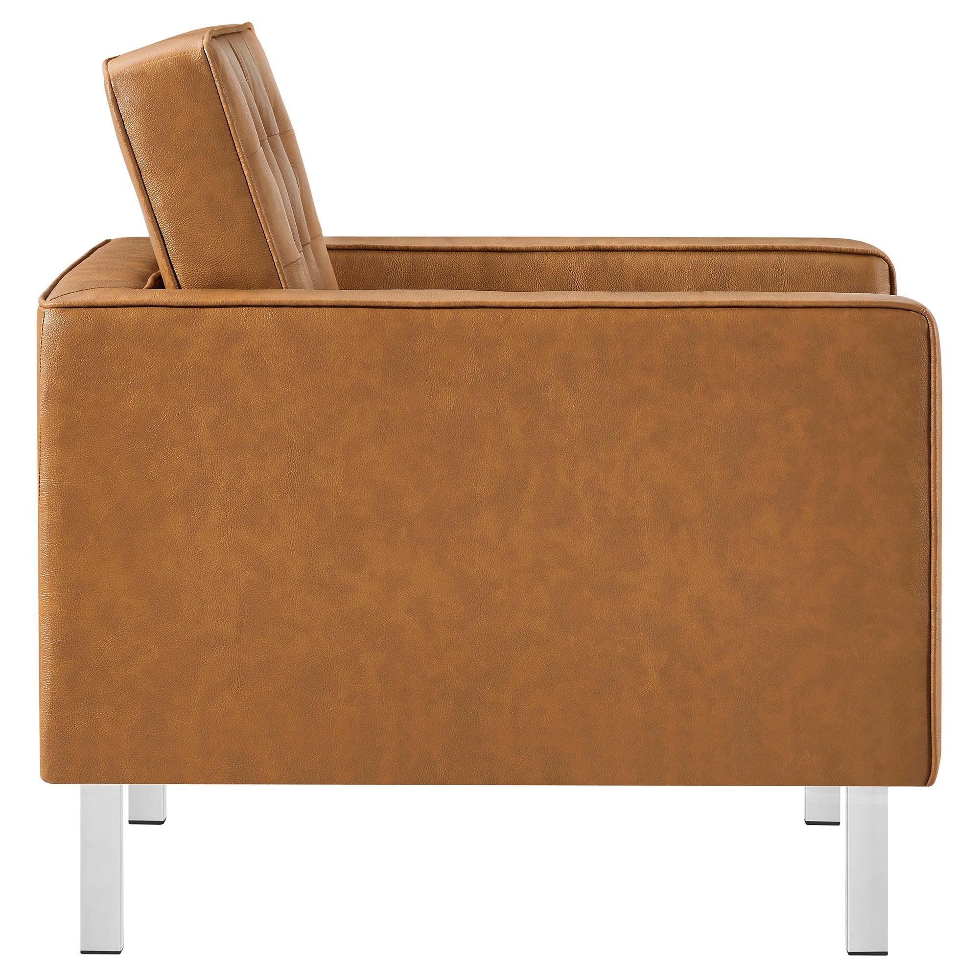 Iona Vegan Leather Accent Armchair-Silver Tan Denmark Home
