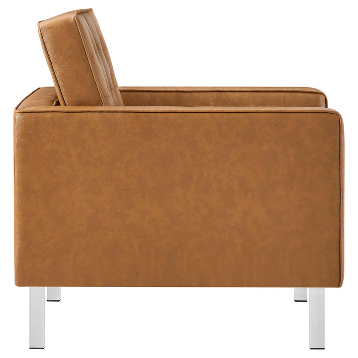 Iona Vegan Leather Accent Armchair-Silver Tan Denmark Home