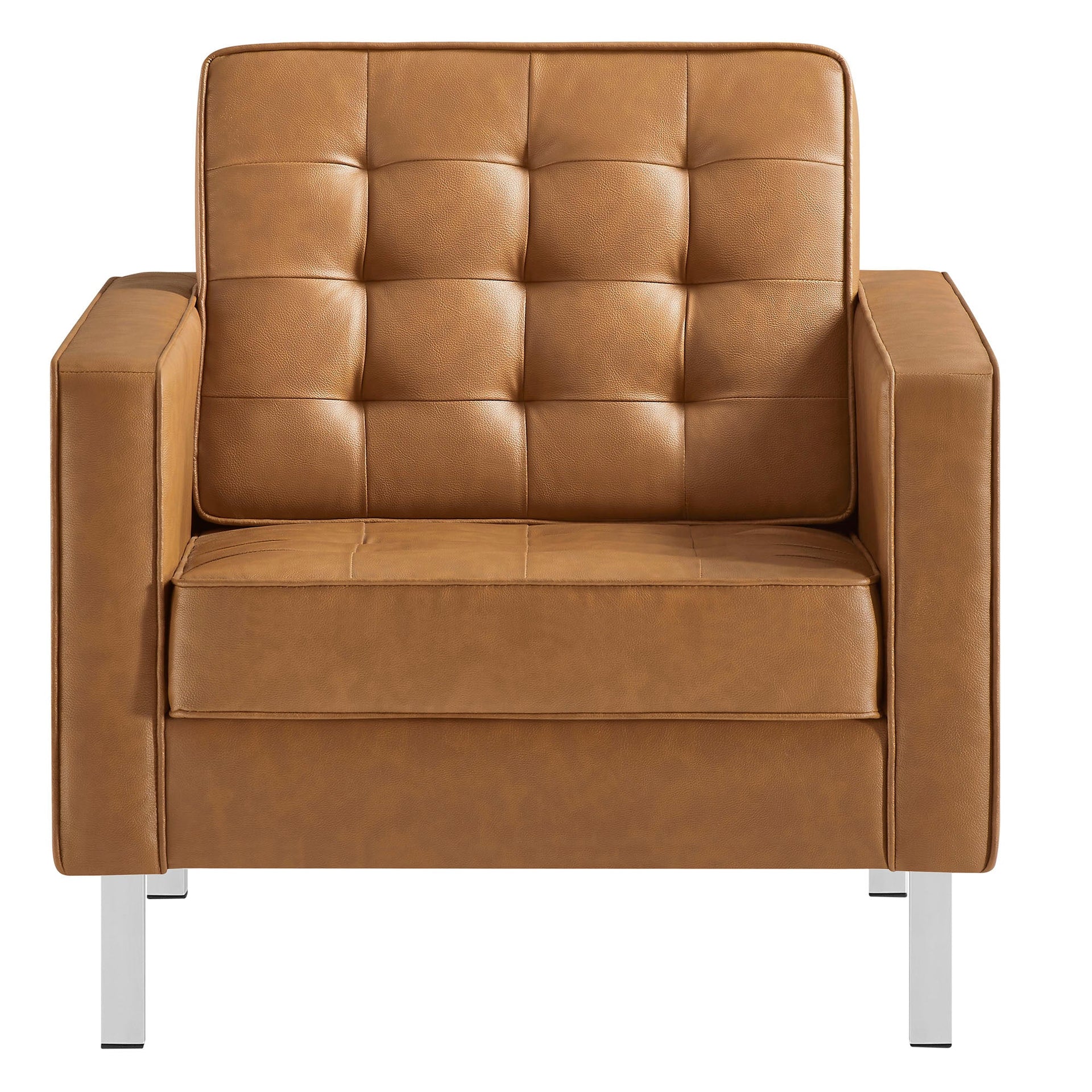 Iona Vegan Leather Accent Armchair-Silver Tan Denmark Home