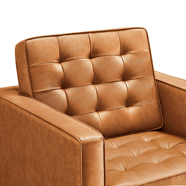Iona Vegan Leather Accent Armchair-Silver Tan Denmark Home