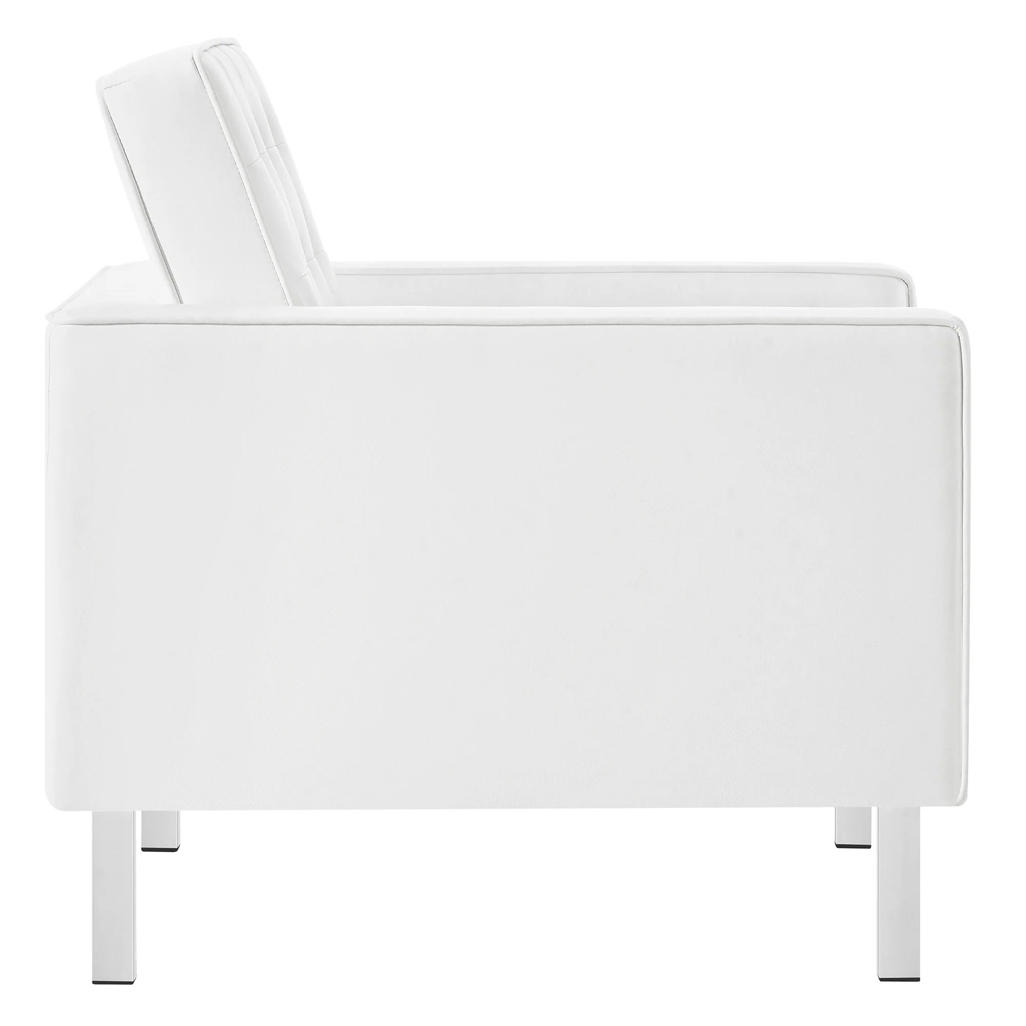 Iona Vegan Leather Accent Armchair-Silver White Denmark Home