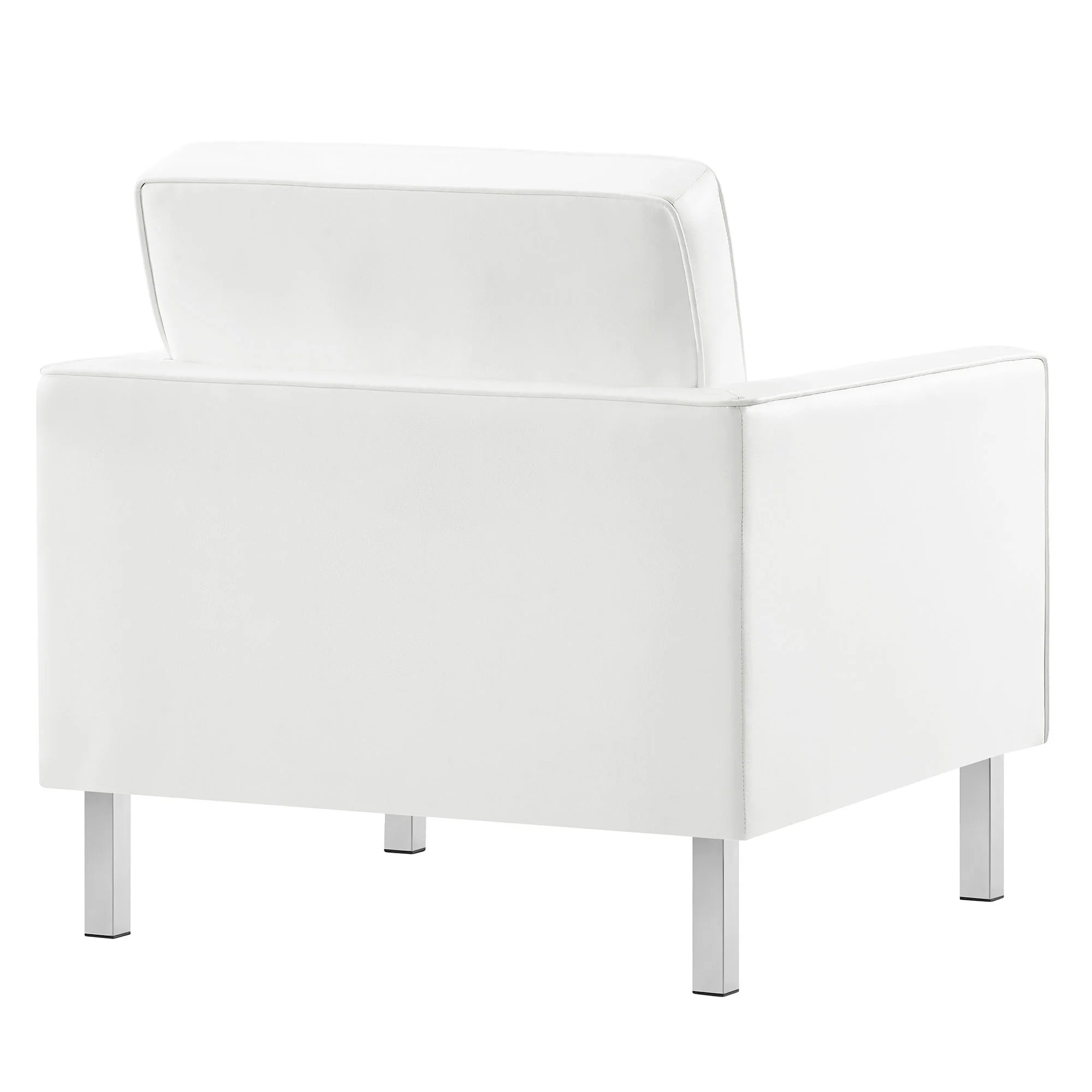 Iona Vegan Leather Accent Armchair-Silver White Denmark Home