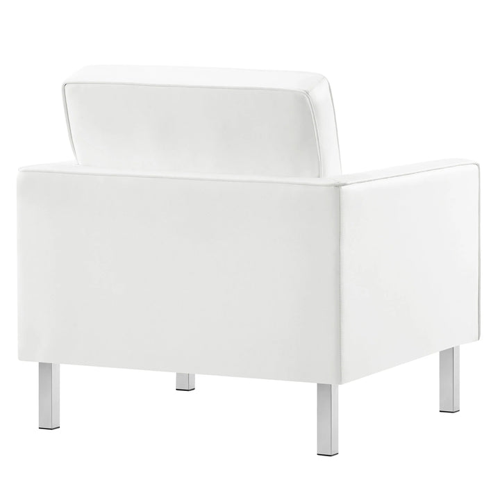 Iona Vegan Leather Accent Armchair-Silver White Denmark Home