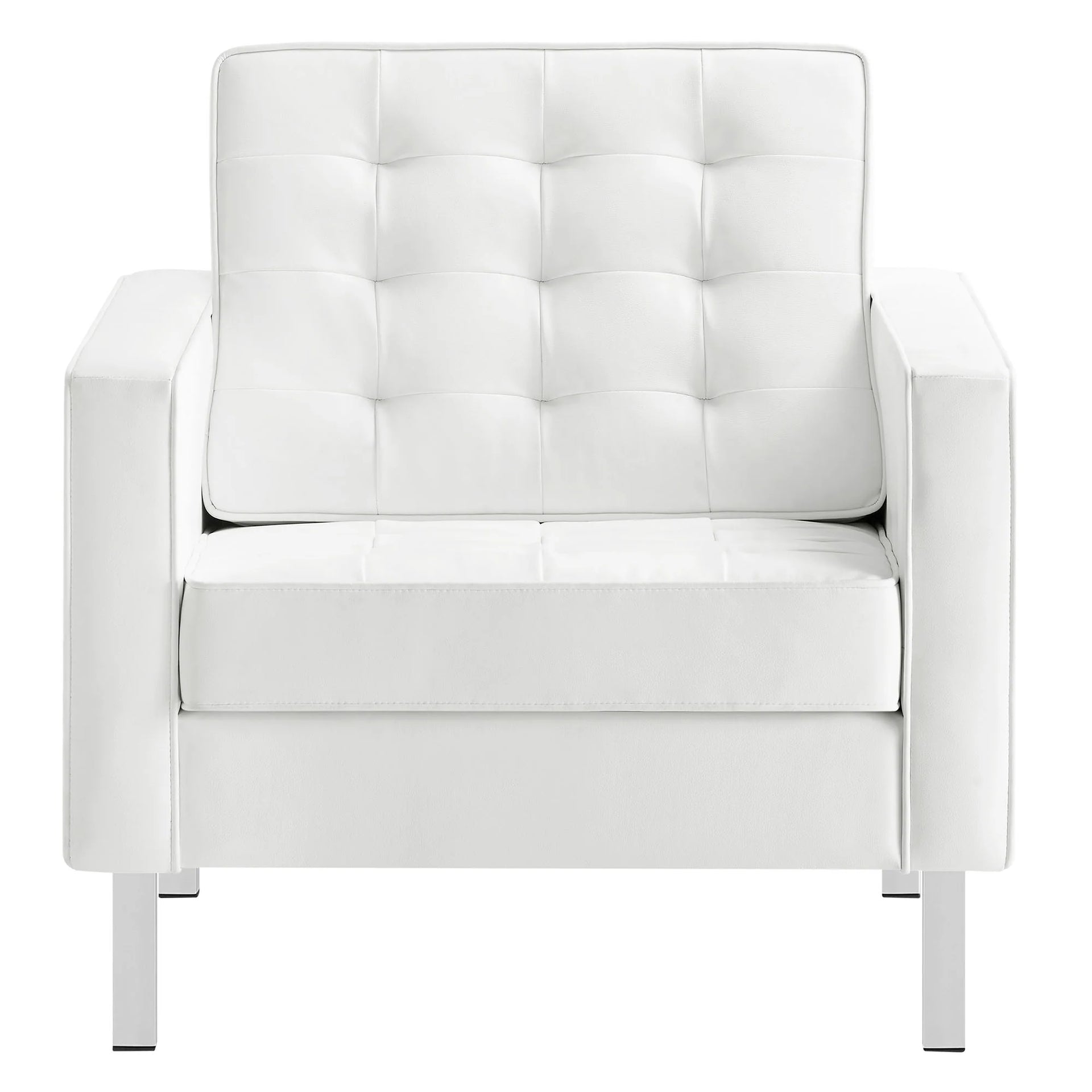 Iona Vegan Leather Accent Armchair-Silver White Denmark Home