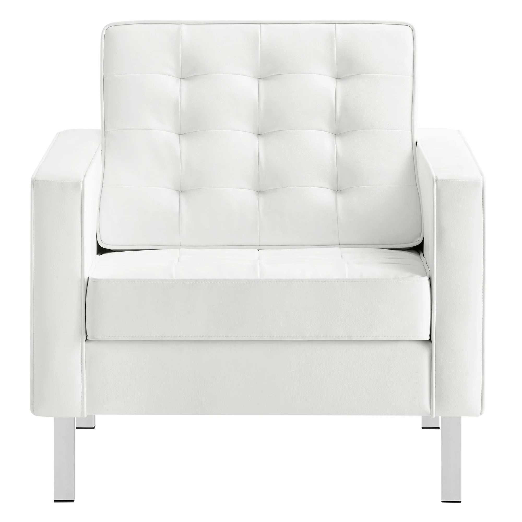Iona Vegan Leather Accent Armchair-Silver White Denmark Home