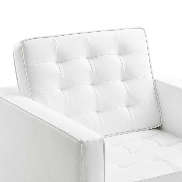 Iona Vegan Leather Accent Armchair-Silver White Denmark Home