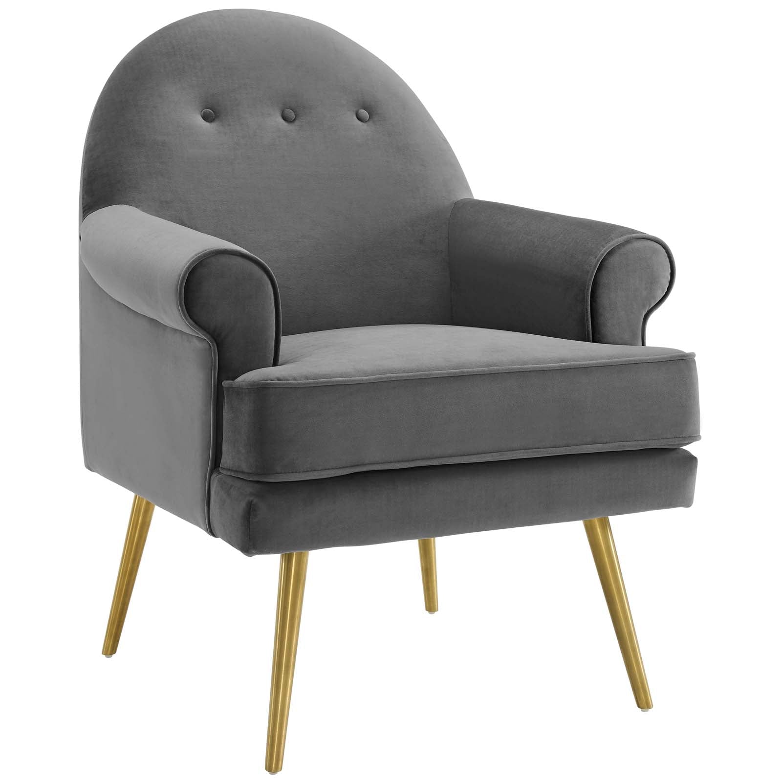 Aurelis Velvet Tufted Accent Armchair – Gray Denmark Home