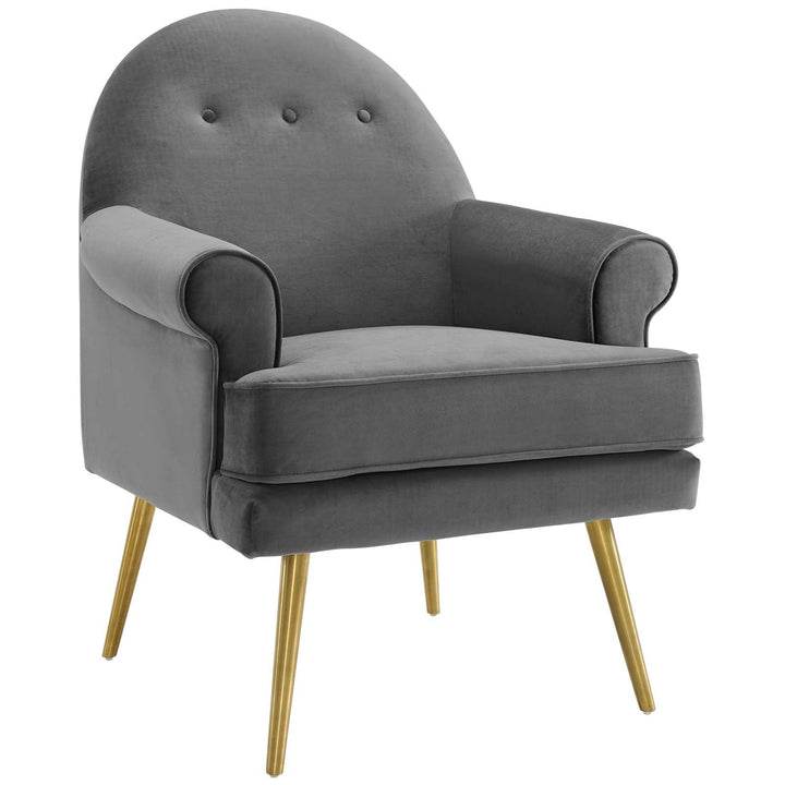 Aurelis Velvet Tufted Accent Armchair – Gray Denmark Home