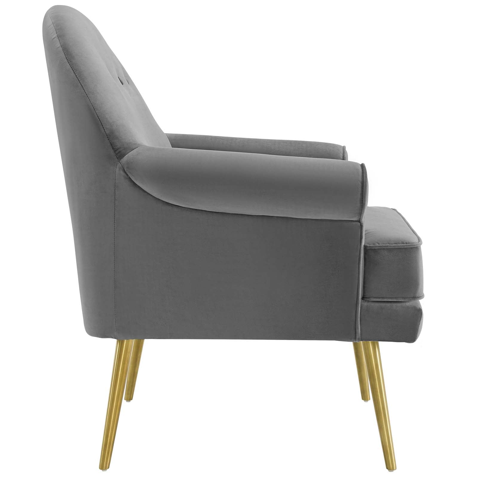 Aurelis Velvet Tufted Accent Armchair – Gray Denmark Home