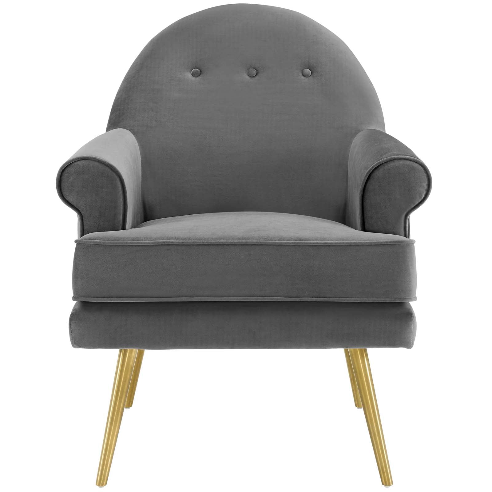Aurelis Velvet Tufted Accent Armchair – Gray Denmark Home