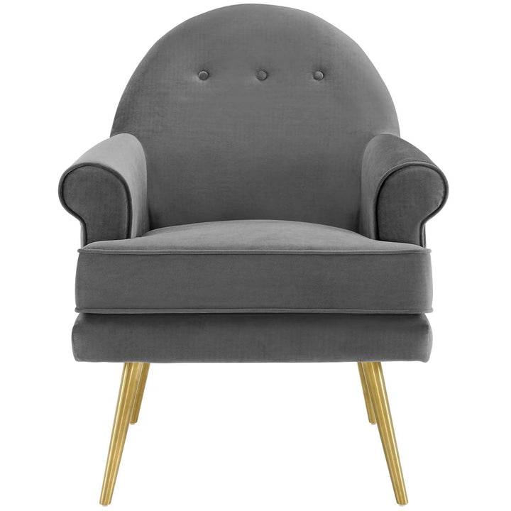 Aurelis Velvet Tufted Accent Armchair – Gray Denmark Home