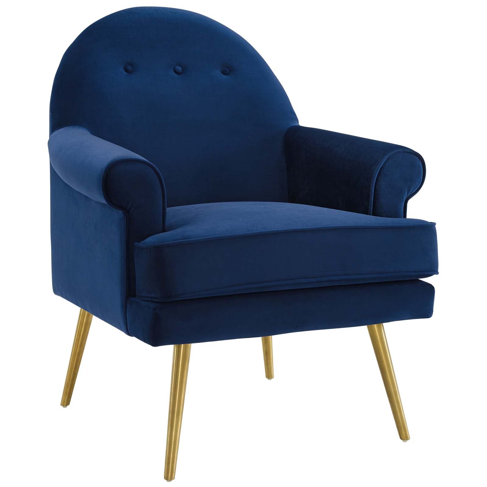 Aurelis Velvet Tufted Accent Armchair – Navy Denmark Home