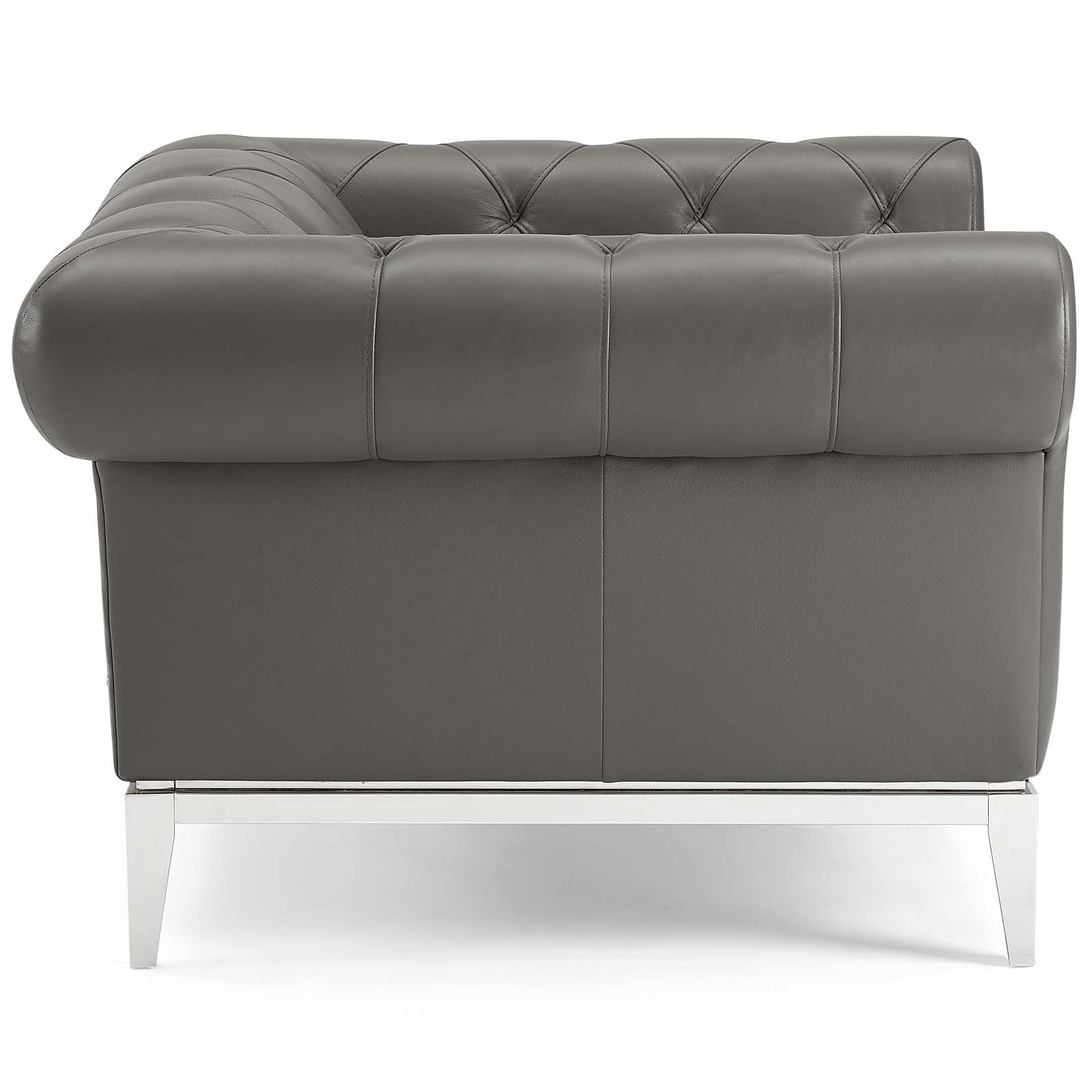 Flick Leather Chesterfield Armchair – Gray Denmark Home