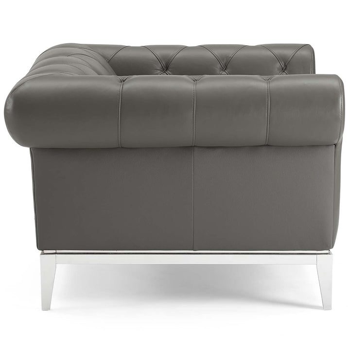 Flick Leather Chesterfield Armchair – Gray Denmark Home