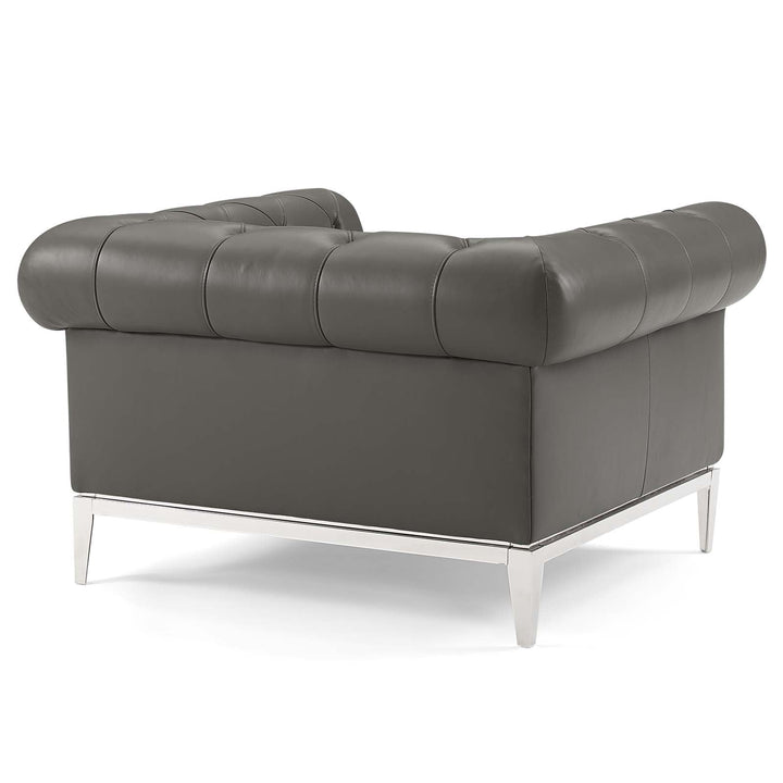Flick Leather Chesterfield Armchair – Gray Denmark Home