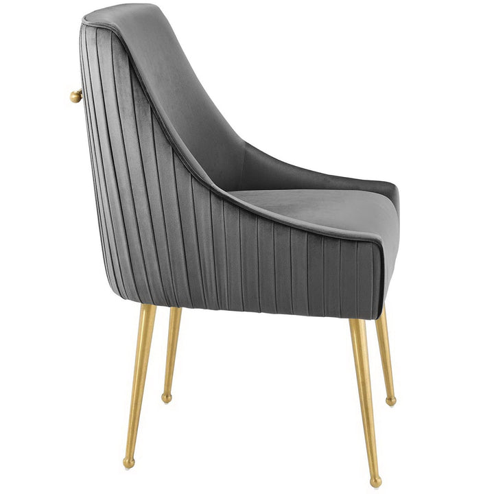 Swoop Pleated Velvet Dining Chair - Gray Denmark Home