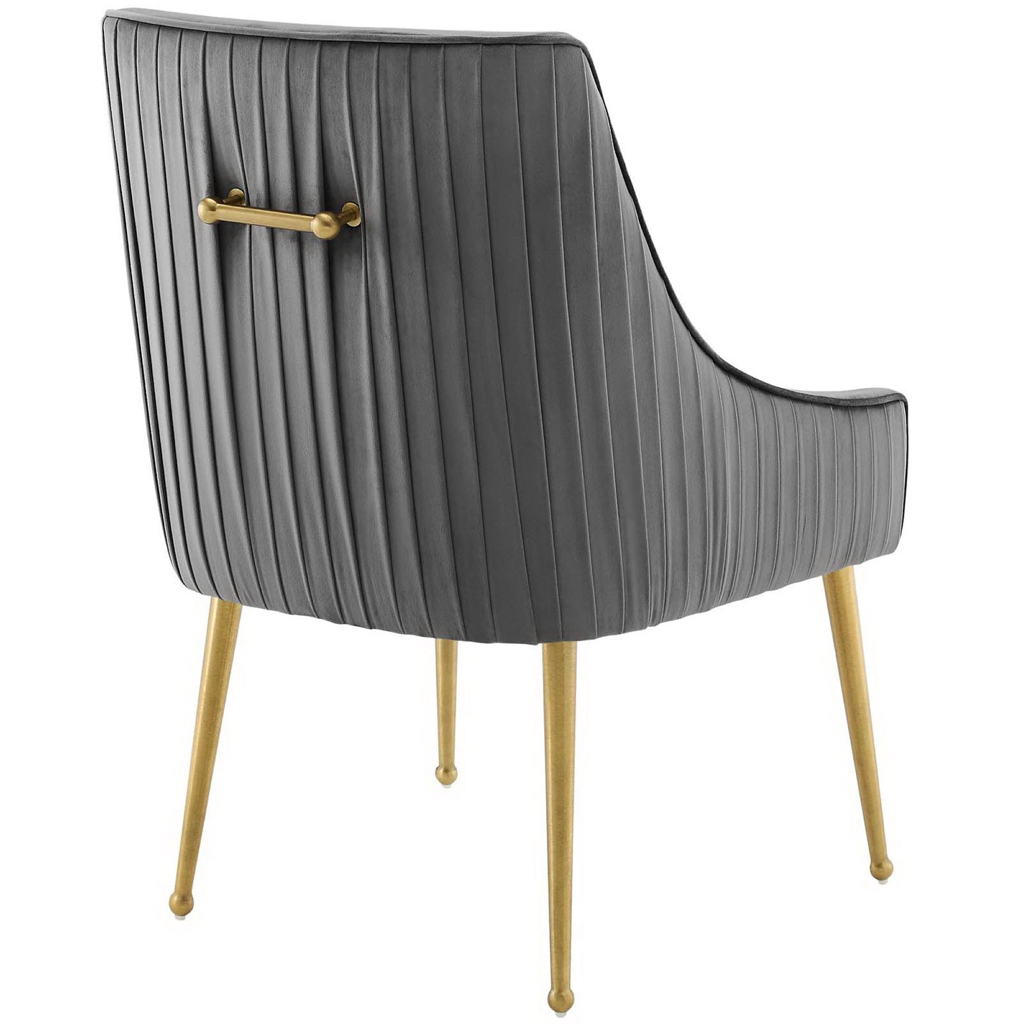 Swoop Pleated Velvet Dining Chair - Gray Denmark Home