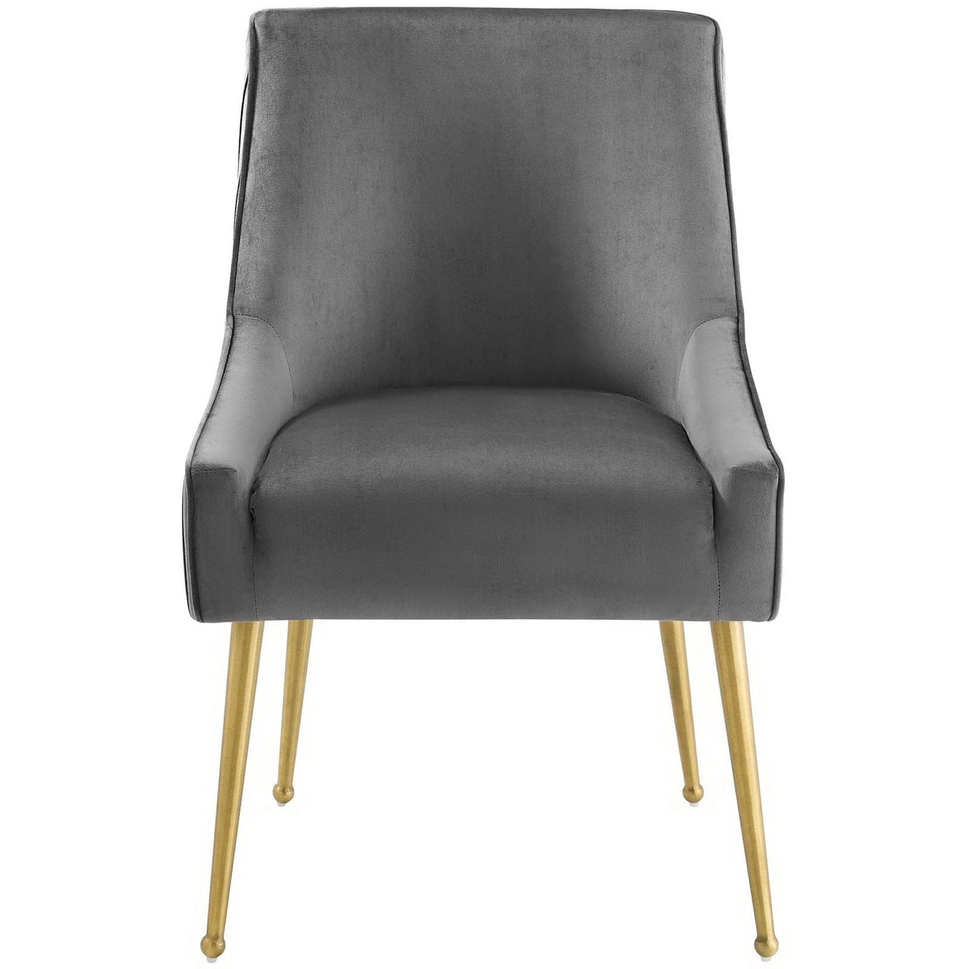 Swoop Pleated Velvet Dining Chair - Gray Denmark Home