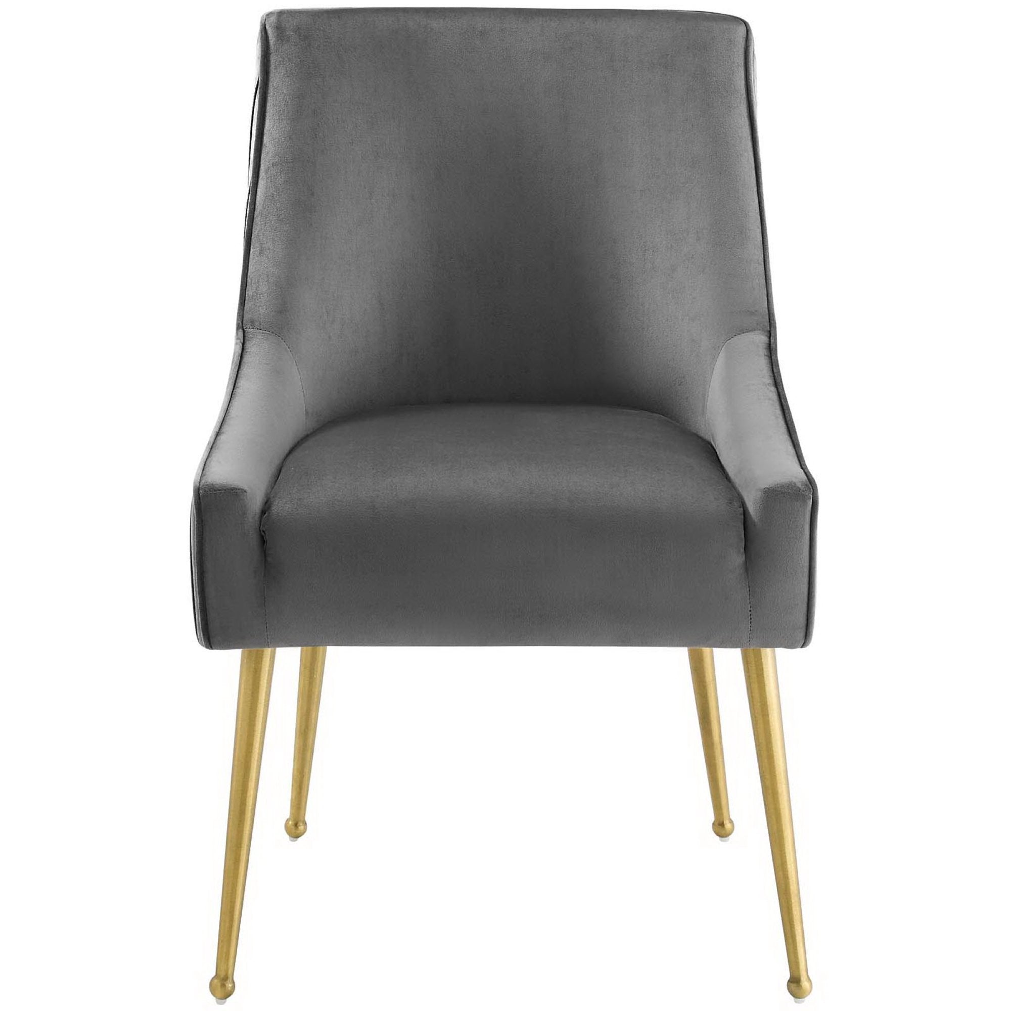 Swoop Pleated Velvet Dining Chair - Gray Denmark Home