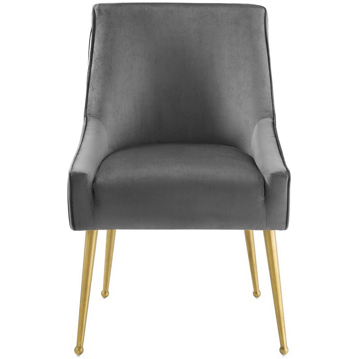 Swoop Pleated Velvet Dining Chair - Gray Denmark Home