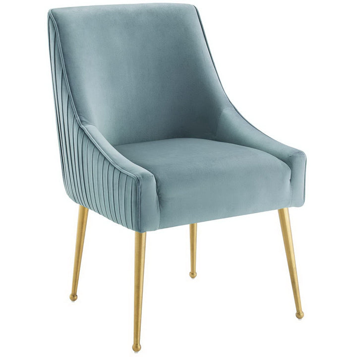 Swoop Pleated Velvet Dining Chair - Light Blue Denmark Home