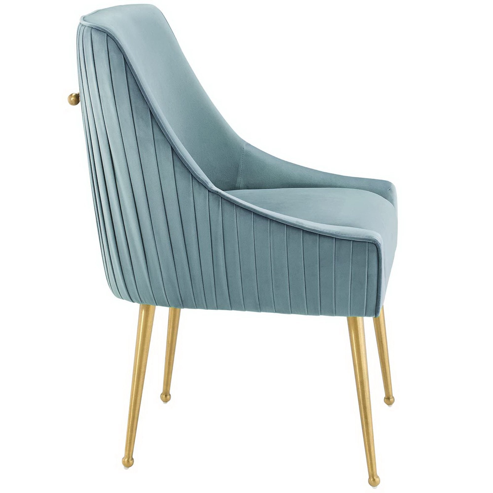 Swoop Pleated Velvet Dining Chair - Light Blue Denmark Home