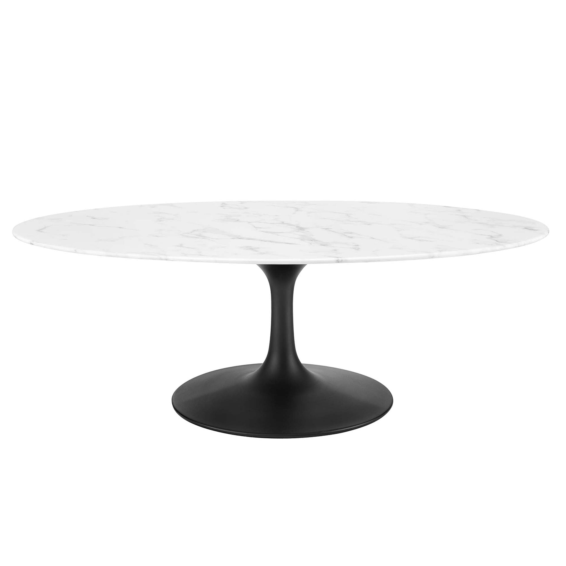Nuvora Oval Coffee Table – Black White Size 48"