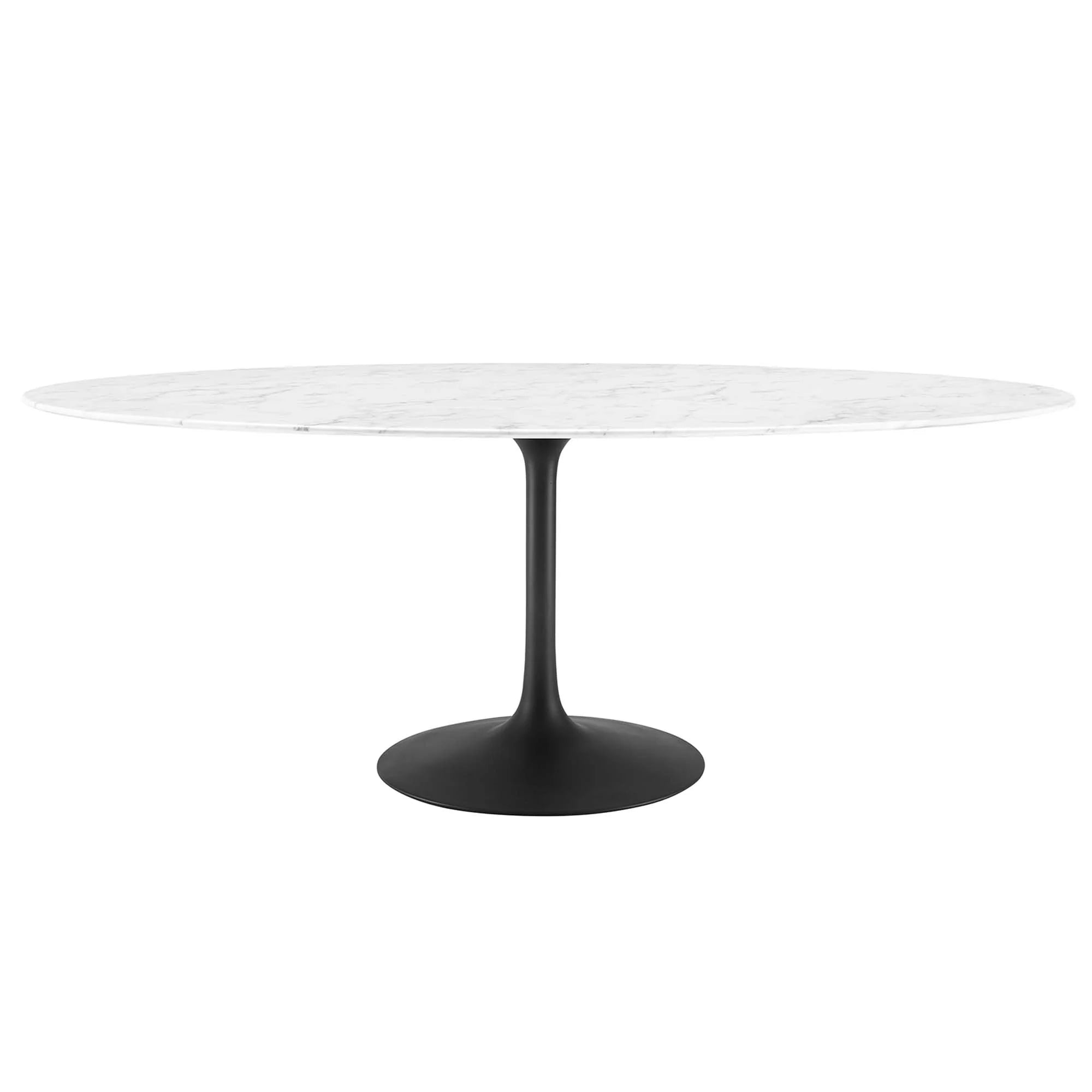 Lippa 78" Oval Faux Marble Dining Table - Black White Denmark Home