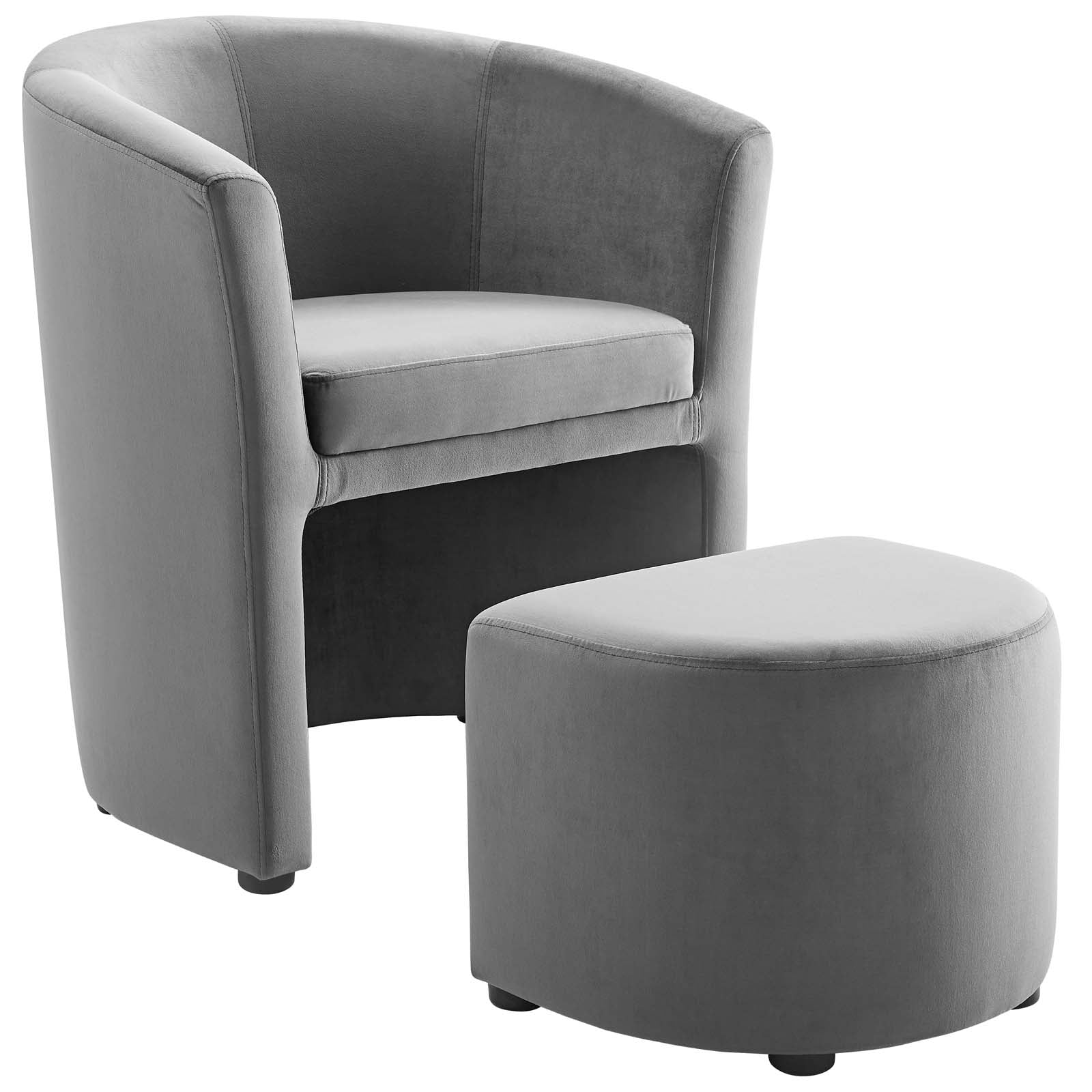 Melano Velvet Armchair with Storage Ottoman – Grey Denmark Home