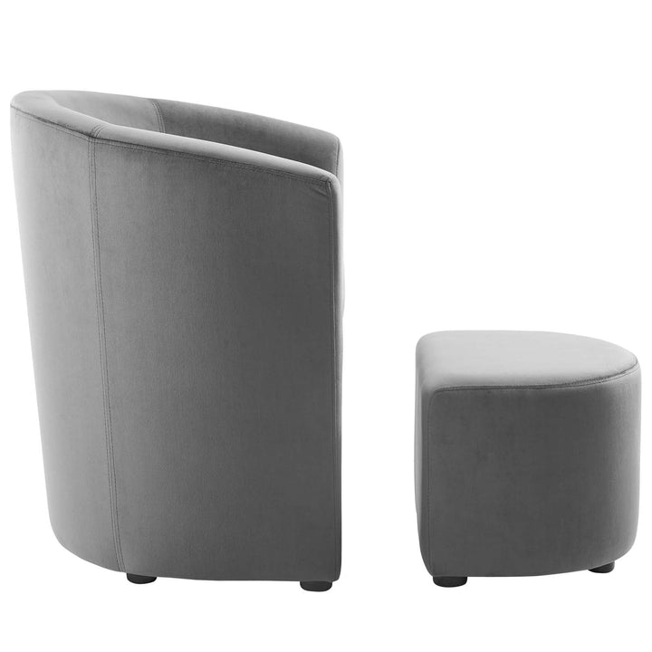Melano Velvet Armchair with Storage Ottoman – Grey Denmark Home