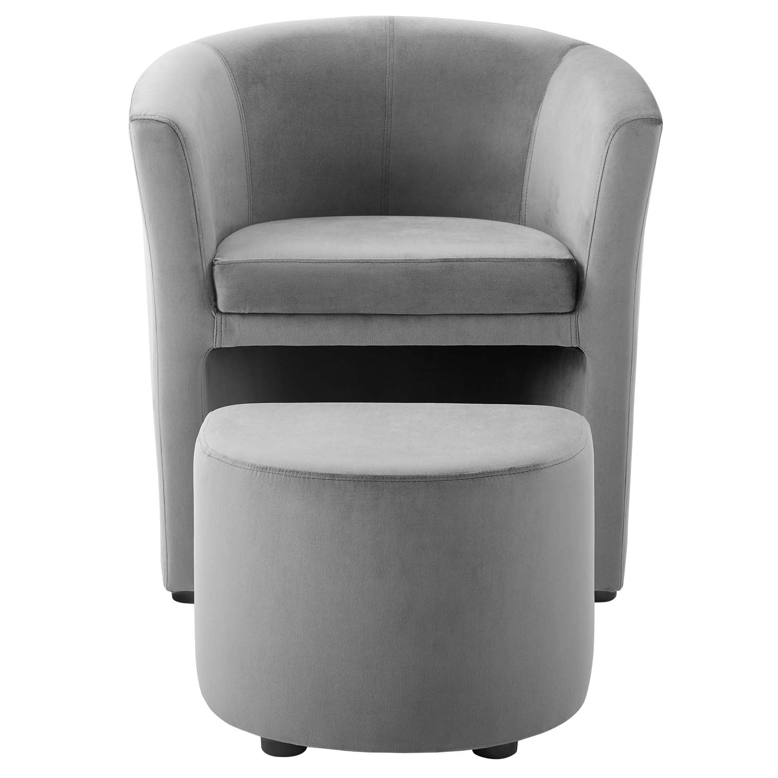 Melano Velvet Armchair with Storage Ottoman – Grey Denmark Home