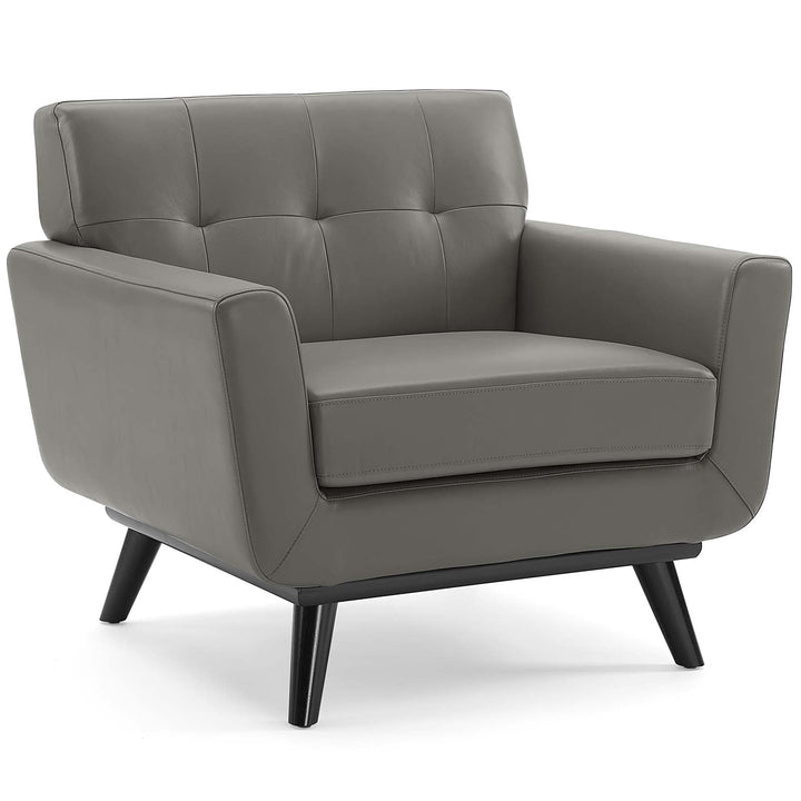 Koti Leather Tufted Armchair –  Grey Denmark Home