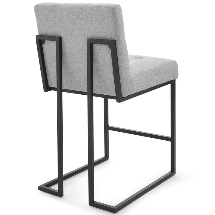 Valénza Black Stainless Steel Upholstered Fabric Counter Stool - Black Light Gray Denmark Home