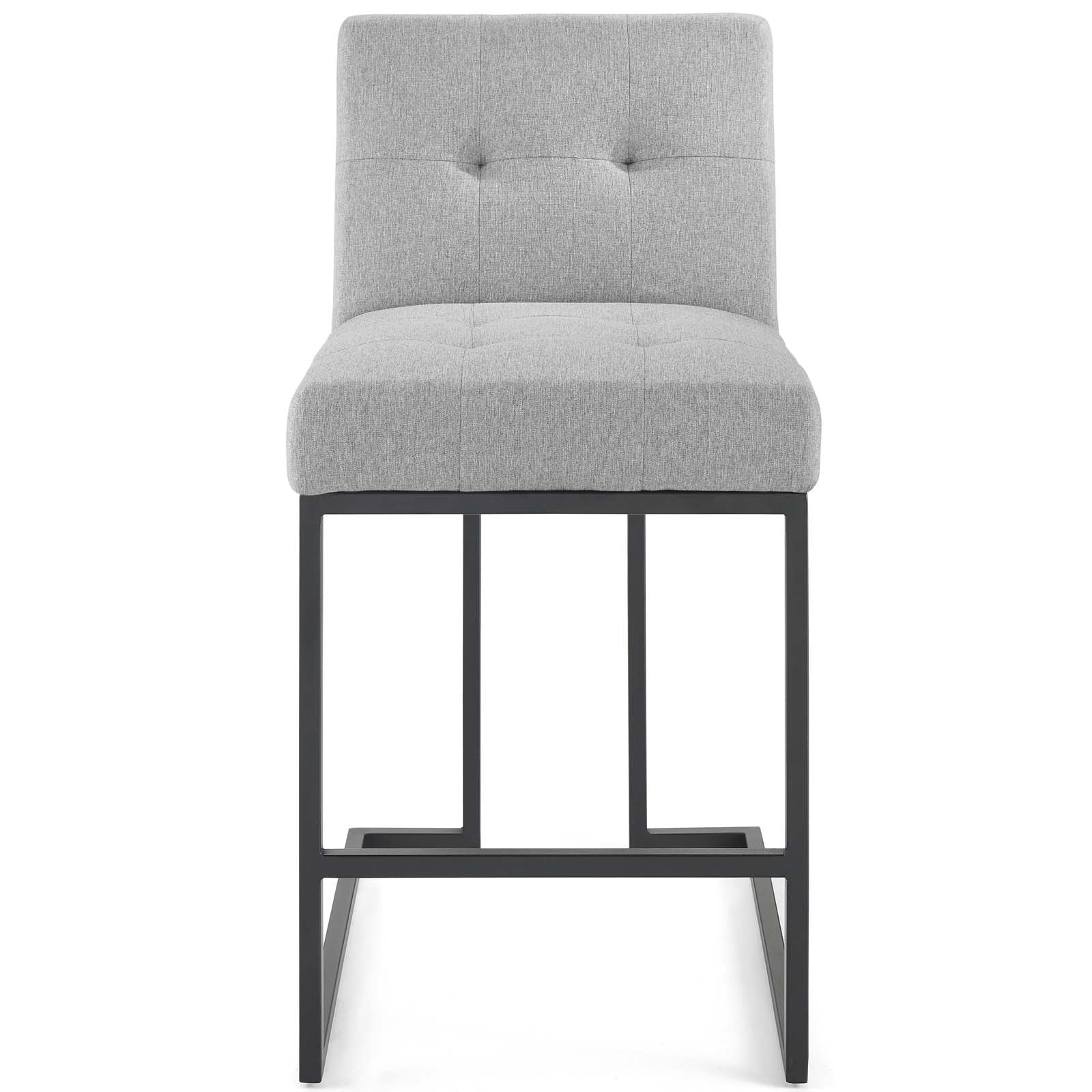 Valénza Black Stainless Steel Upholstered Fabric Counter Stool - Black Light Gray Denmark Home