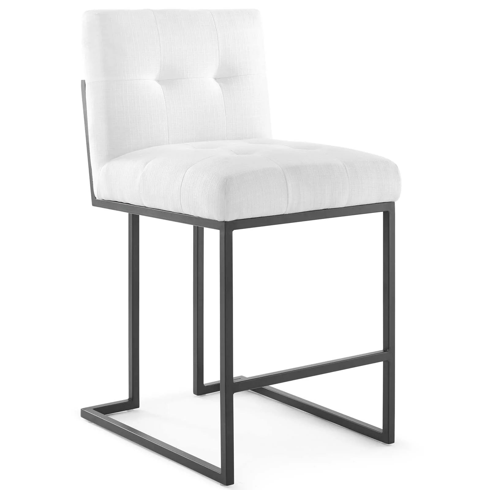 Valénza Black Stainless Steel Upholstered Fabric Counter Stool - Black White Denmark Home