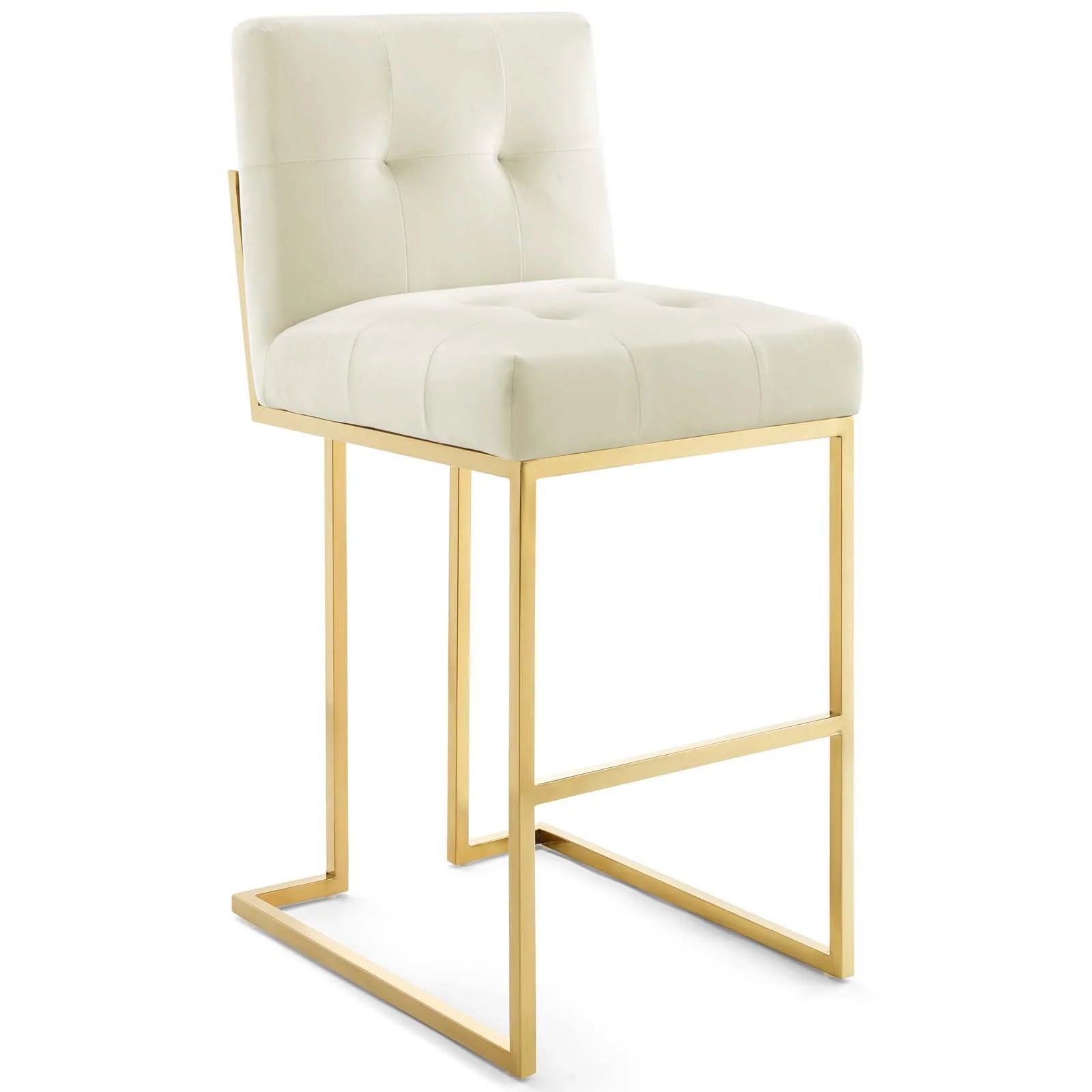 Valénza Gold Stainless Steel Performance Velvet Bar Stool - Gold Ivory Denmark Home
