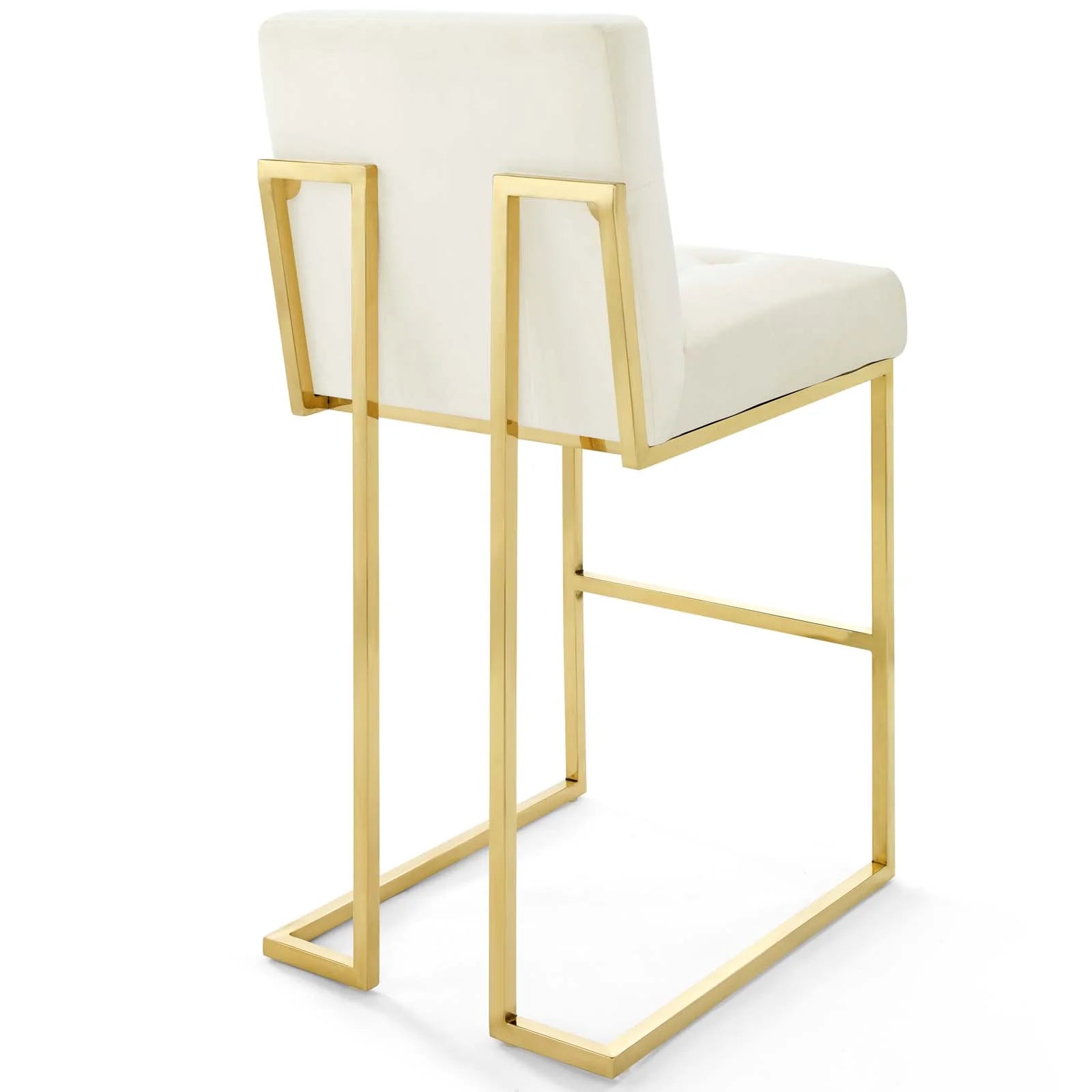 Valénza Gold Stainless Steel Performance Velvet Bar Stool - Gold Ivory Denmark Home