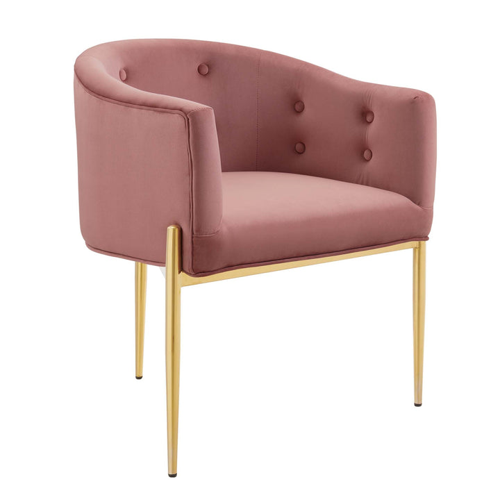 Sprig Velvet Tufted Accent Chair – Dusty Rose Denmark Home