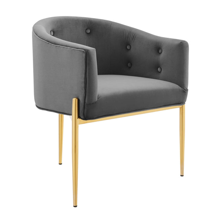 Sprig Velvet Tufted Accent Chair – Grey Denmark Home