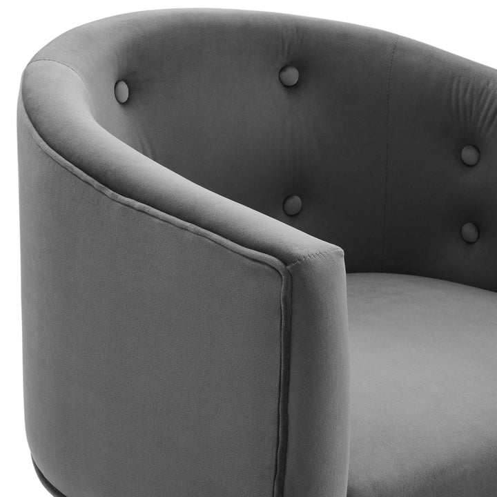 Sprig Velvet Tufted Accent Chair – Grey Denmark Home
